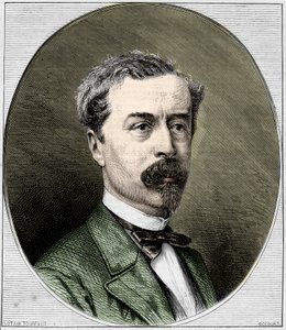 理查德-华莱士爵士（1818-1890）的肖像，英国慈善家和艺术品收藏家。1872年的雕版画。 作者 未知艺术家