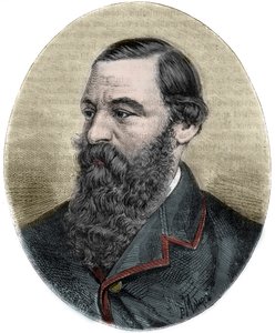 塞缪尔-贝克爵士(1821-1893)的肖像，雕刻自 "十九世纪大航海的图画史"。1877 作者 未知艺术家