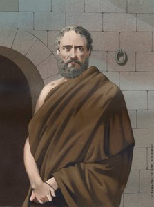 苏格拉底的画像。希腊哲学家-470-399，来自hombres y Mujeres celebres。巴塞罗那1877年。 作者 未知艺术家