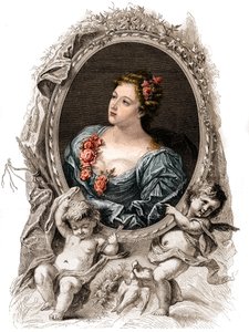 Theophano或Theophanie（Theophanu或Theophania）的肖像，10世纪的拜占庭女皇。19世纪的雕版画。 作者 未知艺术家