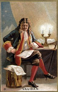 沃邦（1633 - 1707）的肖像。(Sébastien Le Prestre de Vauban) 法国侯爵和军事工程师。19世纪的彩色石版画。 作者 未知艺术家