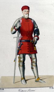 维托雷·皮萨尼的肖像。 威尼斯海军上将 (1324 - 1380)。 作者 未知艺术家