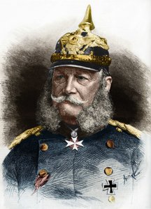 普鲁士国王和德国皇帝威廉一世（1797-1888）的画像。19世纪末的雕版画。 作者 未知艺术家