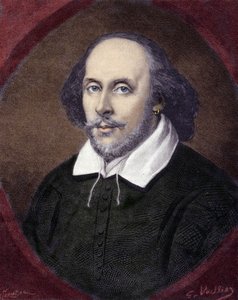 威廉·莎士比亚 (1564-1616) 的肖像，英国剧作家。 作者 未知艺术家