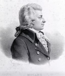 Wolfgang Amadeus Mozart (1756 - 1791) 的肖像。 作者 未知艺术家