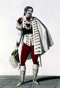 男高音歌唱家路易-安托万-庞沙尔（1787 - 1866）在奥贝尔的 "雪 "或 "新埃维纳德 "中扮演李斯伯格伯爵的肖像。 作者 未知艺术家