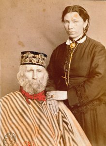 意大利爱国者和复兴运动英雄朱塞佩-加里波第（1807-1882）和他的第三任妻子弗朗西丝卡-阿莫西诺的画像 作者 未知艺术家