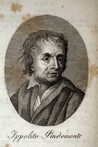 意大利诗人伊波利托·平德蒙特 (1753-1828) 的肖像，诗人和意大利剧作家乌戈·福斯科洛 (Ugo Foscolo) 的朋友 (1778-1827) 19 世纪雕刻 作者 未知艺术家