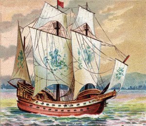 葡萄牙卡拉克--葡萄牙卡拉克--15世纪末葡萄牙舰队的卡拉克(nave)特征的代表。 作者 未知艺术家