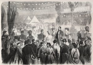 拿破仑三世（1808-1873）于1861年7月21日在维希的榴弹兵营即兴表演的荣誉四重奏--"世界画报 "中的版画 作者 未知艺术家