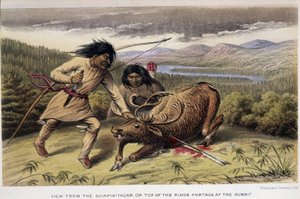驯鹿狩猎印第安人——在伦敦 Hind 的“拉布拉多半岛的探索”中 作者 未知艺术家