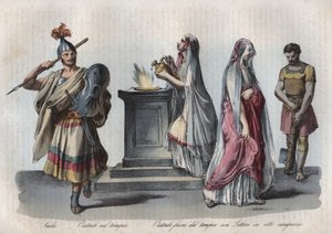 古罗马的宗教--Salii（跳跃的祭司）和Vestals或Vestal Virgins--来自《Usi e Costumi di Tutti i Popoli dell
