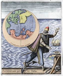 克里斯托弗-哥伦布（1451-1506）的形象--在Philoponus Honorius的《Nova Tipus Transacto Navigatio Novi Orbi》中。 作者 未知艺术家