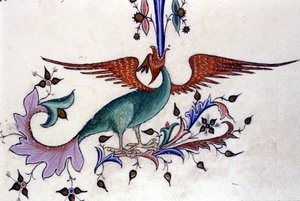 龙翼的表示。 14 世纪手稿的缩影。 米兰，Biblioteca Nazionale Braidense。 作者 未知艺术家
