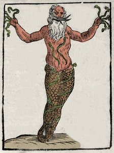 希腊神性台风（或 Typhea）的表示。 雕刻“神话或戏剧解释” 给生日计数。 1637. 作者 未知艺术家