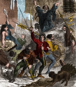 Maillotins抗税起义：1382年瓦卢斯国王查理六世在位时发生的民众起义。 作者 未知艺术家