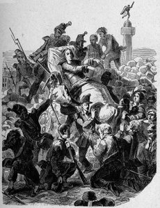 1848年革命。"1848年，大主教德尼-阿弗尔（1793-1848）伤痕累累，穿在担架上。" 作者 未知艺术家