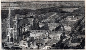 位于圣丹尼斯大教堂附近的圣路易皇家学院（荣誉军团教育学院）--1867年左右的版画 作者 未知艺术家