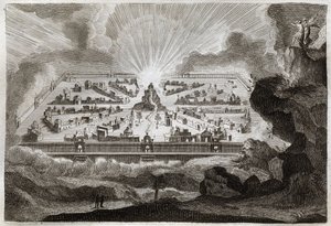 罗亚蒙圣经，新约。新耶路撒冷。天使向圣约翰展示新耶路撒冷。1811年的插图。 作者 未知艺术家