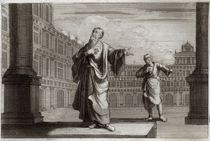 罗亚蒙圣经，新约。法利赛人和公仆的寓言，他们去圣殿祈祷。1811年的插图。 作者 未知艺术家