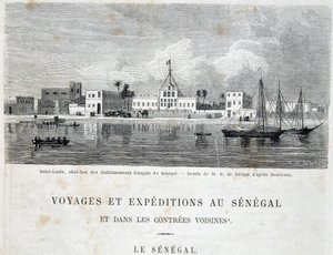 Saint-Louis，塞内加尔法国机构的首都 - 在世界巡回赛的“旅行和塞内加尔之旅”中，2nd trim。 1861 作者 未知艺术家