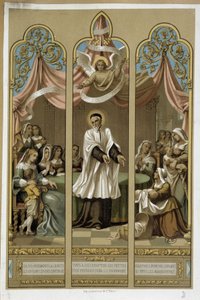 Saint Vincent de Paul established the work of the Enfants Found - according to stained glass 18th (?). 作者 未知艺术家