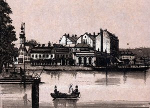 奥地利Salzkammergut地区：Gmunden的赌场景观，载于《世界168景》，无日期（19世纪末）。 作者 未知艺术家