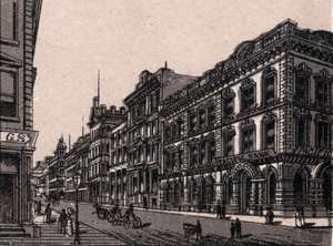 美国旧金山：松树街的景色。载于 "世界图解168景"，无日期（19世纪末）。 作者 未知艺术家