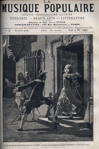 莫里哀（1622-1673）的喜剧《西西里人或画家的爱》的场景。Araste的小丑Hali转移了嫉妒者Don Pedre的注意力，使Araste和Isidore这对恋人得以见面。(第一幕，第十二场) 作者 未知艺术家