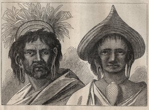 詹姆斯-库克船长（1728-1779）的第二次航行（1772-1775）：复活节岛的男人和女人--插图来自 "18世纪的伟大航海家" 作者 未知艺术家