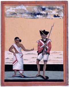 马德拉斯土著步兵的 Sepoy 和他的妻子 作者 未知艺术家