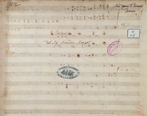 莫扎特歌剧《唐-乔万尼》交响曲乐谱页（1812年）。 作者 未知艺术家