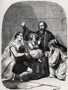 托马斯-莫尔爵士（Morus）（1478-1535）和他的女儿玛格丽特和孩子们在监狱里。 作者 未知艺术家
