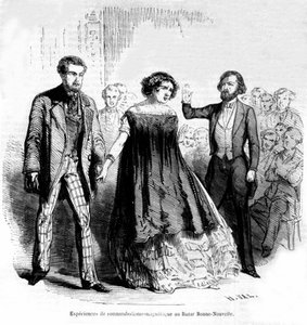 梦游体验：Bazaar de la Bonne-Nouvelle 的磁性和催眠，雕刻于 1885 年 作者 未知艺术家