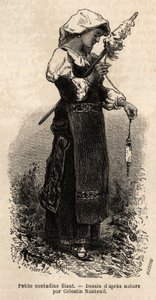 罗马周边地区的小农户，用纺锤纺织羊毛。弗朗西斯-韦在1864-1870年的罗马之行的插图，发表于《世界之旅》1870-1871年，由爱德华-沙顿编辑，Hachette出版社，Pari 作者 未知艺术家