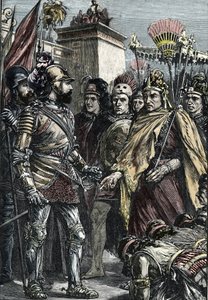 西班牙征服墨西哥：1519 年埃尔南-科尔特斯与蒙特祖马二世会晤 作者 未知艺术家