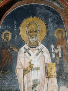 迈拉的圣尼古拉，壁画（12世纪），Ayios Nikolaos tis Steyis（屋顶的圣尼古拉）教堂（11世纪）（联合国教科文组织世界遗产名录，2001年），塞浦路斯特罗多斯山。 作者 未知艺术家
