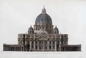 罗马的圣彼得大教堂到梵蒂冈（San Pietro in Vaticano）。在 "古今服饰 "1819-1820年，由朱尔斯-费拉里奥。 作者 未知艺术家