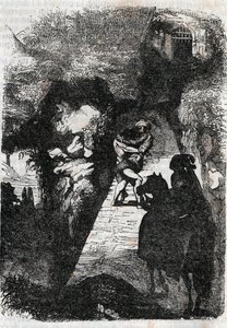 罗兰和罗多蒙之间的斗争--1851年的雕刻，出自卢多维科-阿里奥斯托的《愤怒的罗兰》（Orlando furioso）（16世纪），被称为阿里奥斯塔--由特雷桑伯爵从意大利语翻译的版本，1851年由古斯塔夫-哈佛出版。 作者 未知艺术家