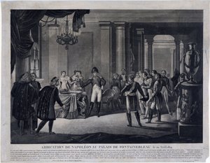 1814 年 4 月 11 日拿破仑在枫丹白露的退位（雕刻） 作者 未知艺术家
