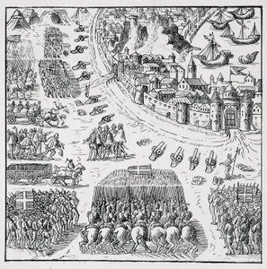 安茹公爵（亨利三世）被选为波兰国王后（1573年），被迫不断地去占有这个王位，拉罗谢尔的包围被解除了，罗切洛人得到了他们为自己和为自己要求的一切。 作者 未知艺术家