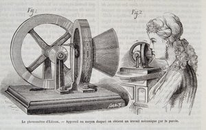 The Edison phonometer - device by means of which a mechanical work is obtained by speech in “” Nature”” 1878. 作者 未知艺术家