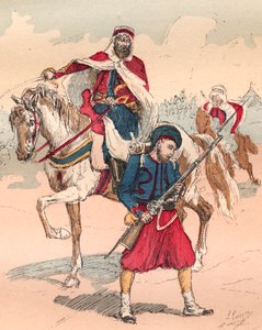 1830年至1848年路易-菲利普统治时期的法国军队--苏维埃和斯帕希--1882年的雕版画，载于《六十年的历史：1830-1840》，路易-布朗（1811-1882）。 作者 Unknown artist