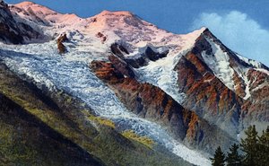 从霞慕尼的布雷文特眺望勃朗峰山脉 作者 未知艺术家