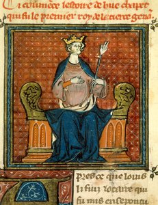 Hugues Capet (941-996)988年的仪式，来自13或14世纪的一份手稿的缩影。巴黎，B.N. 作者 未知艺术家