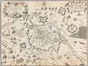 The Siege of Colchester by the Lord Fairfax, as it was with the line and outworks 1648 (engraving) 作者 未知艺术家