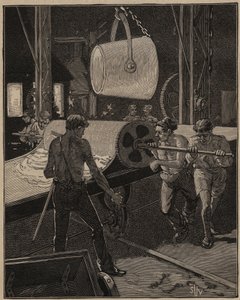 玻璃的艺术：制作冰激凌。被称为 "大流 "的步骤。1885年阿道夫-比塔尔（Adolphe BITARD）在 "Les arts et metiers illustrstres "中的雕版画。 作者 未知艺术家