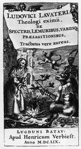 女巫的大锅--路德维希-拉瓦特（1527-1586）的《De spectris lemuribus et magnis》一书的扉页 - 1659年 作者 未知艺术家
