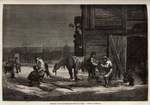 莫斯科郊外的狂热元帅。 Henriet 的绘画，以说明他在 1851-54 年间前往俄罗斯波罗的海省份的旅行。 雕刻在“Le tour du monde”，Edouard Charton 编辑 作者 未知艺术家