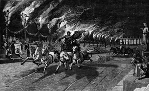 Neron (Nerone 37-68) 在马戏团的人体火炬。 作者 未知艺术家